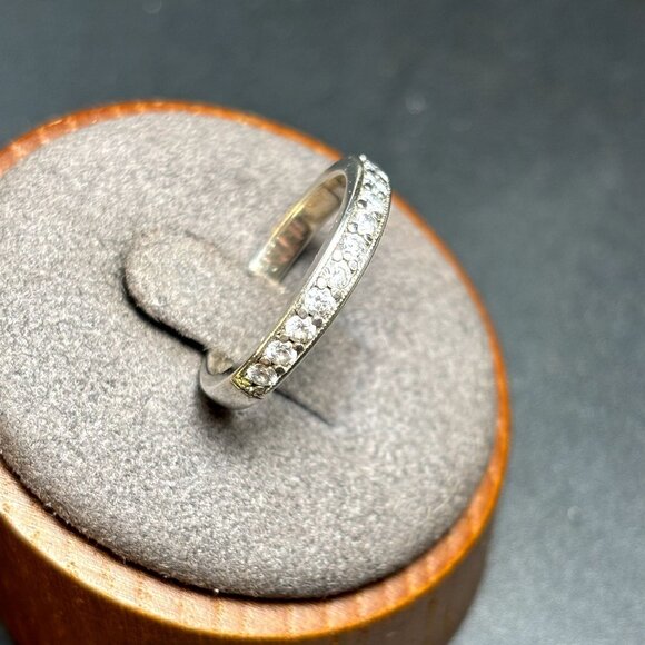 VTG Sterling Silver 925 Cubic Zirconia Pave Set Band 2.25mm Ring Size 6.5 - Picture 3 of 10